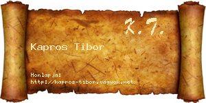 Kapros Tibor névjegykártya